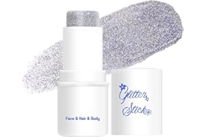 Prreal Body Glitter, Sparkling Body Glitter Stick, Face Glitter Gel, Mermaid Sequins Glitter for Hair Nail, Sequins Chunky Glitter Stick Rave Accessories Stage Halloween Festival Makeup(#06 Silver)