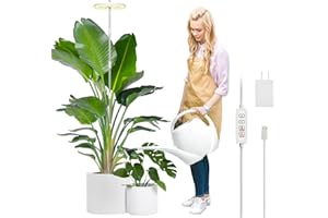 YUYMIKA Spettro completo 72 LED Lampada per piante,Lampada per piante con spina europea e timer automatico 3/9/12,10 livelli di luminosità e 3 modalità di illuminazione regolabili,altezza 12-59inch(1PCS)