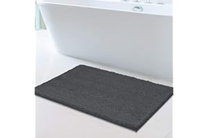 ITSOFT Chenille Bath Mat, Non Slip Bathroom Mat for Bathroom, Absorbent & Machine Washable Toilet Mat, Soft Plush Bathroom Rug, Bathroom Accessory (87x53cm, Charcoal Grey)