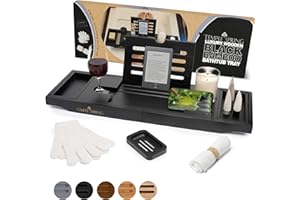 Temple Spring Plateau Baignoire Bois, Accessoires Salle De Bain Bambou, Tablette Baignoire, Plateau De Bain, Spa Bath Bridge - Noir