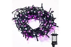 WISD Christmas Tree Lights - 200 LED 13M Xmas Fairy Lights on Green Cable with Timer and Memory - Indoor Outdoor String Lights Mains Powered for Garden Bedroom Party Decoration (Pink + White)