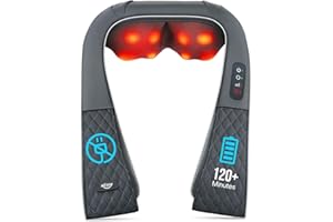 ALLJOY Massaggiatore Cervicale Senza Fili, Massaggiatore per Collo e Spalle con Riscaldamento, Massaggio Shiatsu Elettrico Schiena 3D Tre Velocità Regolabili, Regalo per Uomo Donna