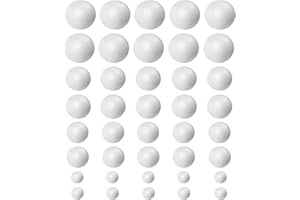 HEMAJI TUKEVA 80 Stück Weiße Styropor Kugeln zum Basteln Schaumball Basteln Schaum Bastelkugeln Glatte Styroporkugeln Für DIY Handwerk,Schule Projekte,Weihnachten,Ostern und Party-Dekorationen (1 2 2.5 4cm)