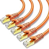 KASIMO CAT 8 Ethernet Cable SFTP Network Patch Lan Cables with Gold Plated RJ45 Connector (0.5 M, 5 Pack Orange)