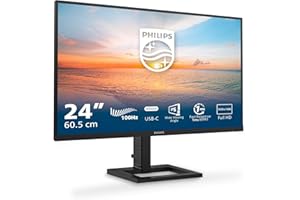 PHILIPS 24E1N1300AM - Monitor FHD da 24 pollici, Altezza regolabile, altoparlanti (1920x1080, 100 Hz, HDMI, hub USB USB-C (65 W Power Delivery)) nero