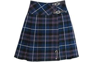 Tartanista Women's 23" - 59cm Black Scottish Wraparound Tartan Midi Kilt Skirt
