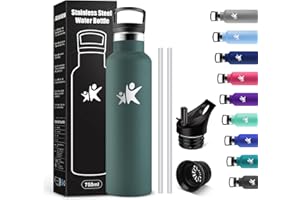 KollyKolla Borraccia Termica 750ml, Borraccia con CannucciaBorraccia con Cannuccia, senza BPA, Bottiglia Acciaio Inox, Isolamento Termico a Doppia Parete, senza Perdite, per Lavoro, Viaggio, Gym