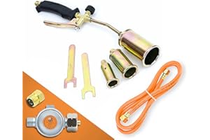 SELLNET Gasbrenner Dachbrenner 3 tlg. mit Schlauch (1,5 m) Gaslötgerät Abflammgerät Brenner Gasdruckregler 4 bar mit Adapter 3x Brenneraufsätze: Ø 25 mm, Ø 35 mm, Ø 50 mm, bis 1850 °C SN0286R