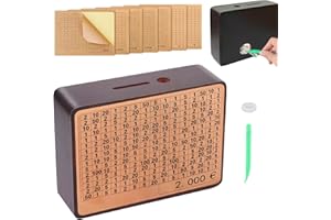 NUANGOO Salvadanaio in Legno con Contatore e Obiettivo Risparmio, Viene Fornito con 7 Adesivi Riutilizzabili, Integrato Senza Montaggio (marrone)