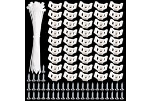 VooGenzek 45 zestawów 12.5 * 15.5 mm Podstawy Montażowe Opasek Kablowych Typu Siodłowego, Uchwyt na Przewody Typu Siodłowego, ze Śrubami M3.5 i Opaskami Kablowymi, do Porządkowania Przewodów, Biały