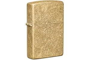 Accendino Zippo® Tumbled Brass 49477, Accendino Antivento Ricaricabile Zippo, Realizzato in Metallo con Caratteristico "click" Zippo, Color Oro, Made in USA, Ottima Idea Regalo