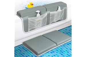 WEZEST Zestaw podkładek pod kolana do kąpieli z oparciem na łokciach, antypoślizgowa podkładka na kolana i wsparcie łokcia do kąpieli dziecka. Maty pod kolana do wanny z torbą do przechowywania szybkoschnące do łazienki klęczących