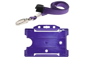 PCL Media ltd 10 Purple Lanyard with Card Holder and 10 Neck Strap Safety Breakaway Lanyard (Puple Metal Clip)