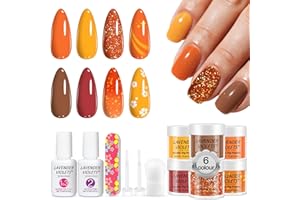 Lavender Violets 6 Couleurs Acrylique Trempage Poudre Système French Nail Art Manucure 2 En 1 Base, Activateur De Vernis De Finition Brosse à Ongles Lime M206