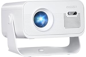 KASSELY Mini Projector, 720P Native Portable Projector with WiFi 6 & Bluetooth | 4K Support & Auto Keystone | Compatible with Smartphone, Laptop, TV Stick, PS5, Built-in Speaker (White)