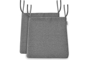 ‎BALCONY & FALCON BALCONY & FALCON 2er Set Stuhlkissen, Memory Foam Stuhlkissen x 1, Exquisites Stoff Stuhlkissen x 1, Leinenoptik Stuhlauflage Sitzpolster Auflage für Stühle in Haus und Garten Kollektion Dunkelgrau