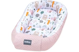 BELLOCHI GROWING IN STYLE Bellochi Riduttore Lettino per Neonato Riduttore per Culla - Antisoffoco 100% Cotone - Cuscino Riduttore Cocoon a Baby Baby Nest - 90 x 60 cm - Foresta