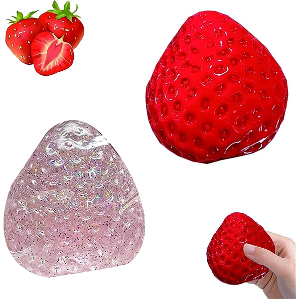 Yamobi Erdbeer Squishy – Anti-Stress-Spielzeug, 6,5 Cm, Weiches TPR-Material, Rosa