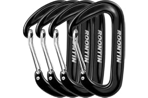 ROONTIN 4 Pack Carabiner Clip - 12KN (2697 lbs) Heavy Duty Carabiner Clips for Camping, Hiking, Gym & Outdoor Gear, Small Carabiners for Dog Leash and Harness