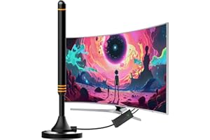 SZKALAK Amplified Indoor TV Aerial – Magnetic Base, 360° Reception, 4K & Full HD Support, Freeview Digital HDTV Antenna for Strong Signal Boost, 5M Coax Cable