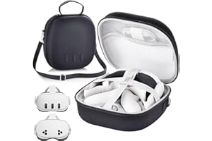 PLOWAROE Hard Tragetasche kompatibel mit Meta Quest 3S/Quest 3 Offizielle Original/Elite Strap VR Gaming Headset, tragbare Travel Vision Pro Case für Touch Controller Zubehör