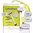 LetsShave Body and Pubic Hair Razor Ultra Sharp 3 Blade Razor Set, Intimate Razor, Dual Moisture Bar with Pivot Head, Private Part Razor for Men (Body & Pubic Hair Razor (Value Set))