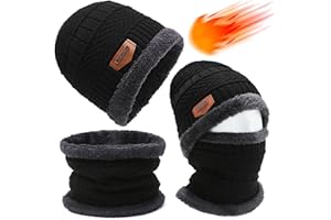 Atuoxing Winter Mütze Loop Schal Set für Herren Damen Warme Beanie Mütze Schlauchschal mit Fleece Gefütterte