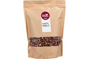 TEE VERLIEBT FRUTEG Luźna herbata owocowa Cranberry Vanilla 1000 g | Herbata owocowa luźna | Herbe, kwaśny, a jednocześnie słodki skład mieszanek herbaty | Herbata owocowa luźna 1 kg