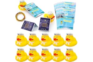 LUTER 12 Kits de Cruise Duck Tag 12pcs Drôles Canards en Caoutchouc pour Bateaux de Croisière et 12pcs Cruise Tags avec Bandes Élastiques Rubber Duck Jaunes pour Enfants Étudiants Fête Jeux de Ducking