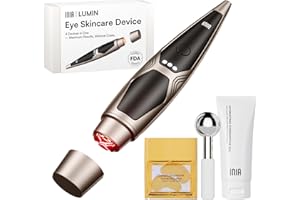 INIA Augenmassagegerät gegen Augenringe & Tränensäcke, EMS Gesichtsmassagegerät mit Rotlicht & Wärme, Anti-Aging Face Massager zur hautstraffung, Schwellungen & Fältchen entfernen–Tragbar, 3 Modi