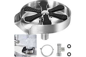 Gekufa Edelstahl Glasspüler, Glasspüler für Spülbecken mit T-Adapter und Schlauch, Flaschenspüler Geeignet für Küchen, Bars usw, Eingebetteter Glas Rinser