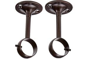 Amazon Basics Support de plafond réglable pour tringle à rideau, Lot de 2, Bronze