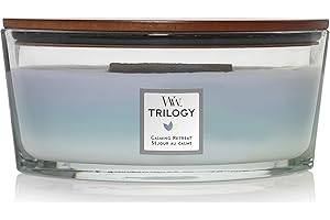 WoodWick Ellipse Trilogy candela profumata con fiamma HearthwickRifugio di pace