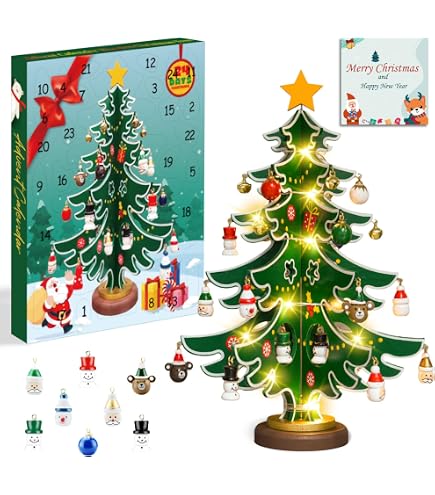 Wichtel Adventskalender 2024 – 24-tägiger Countdown-Kalender Mit 5 Zwergen-Puppen & 19 Kleinen Ornamenten