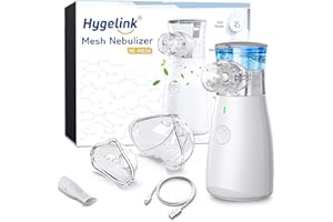 ‎HYGELINK Inhalationsgerät, Hygelink Ultra Leise Inhaliergeräte für Erwachsene, Kinder, USB-C Inhalator für Babys mit Mundstück und 2 Maske, Tragbar, Leicht & Effektiv, Einstellbarer Sprühnebel