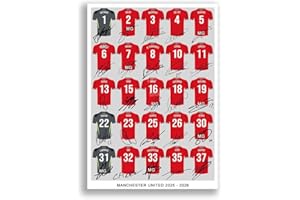 Mounted Gifts Trading Manchester United Team Squad 2025-2026 Signed Poster Print Framed Picture Photo Autograph Gift 25/26 Man Utd Bruno Fernandes Mbeumo Cunha Sesko (A4 Squad Poster)