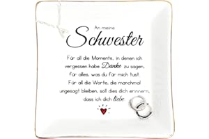 Darlena Schwester Dekoschale | Geschenk, Geburtstagsgeschenk | Schmuckschale, Schmucktablett Mit Spruch | Danke Geschenke für Schwester Zum Geburtstag Oder Weihnachten