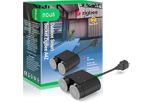 Nous A4Z Zigbee Steckdose Outdoor, Aussensteckdose wasserdicht mit stromzähler. Kompatibel med Alexa, Tuya Smart Life, Google