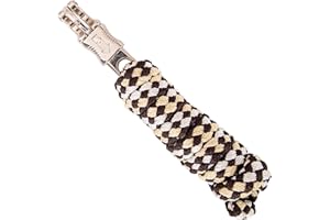 Merauno® Lead Rope for Horses, Tie Rope in Various Stylish Designs, Lead Rope, Pony, Donkey, Goat with Panic Hook, Black, Blue, Rose Gold, Beige (Yellow Brown, Panic Hook)