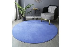 GIBZ Tappeti Rotondo Velluto Corallo Morbido Solido Tappetino Lavabile Bambini Memory Foam per Salotto Camera da Letto, Blu Navy, 180×180cm