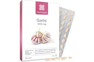 ‎HEALTHSPAN Healthspan Knoblauch | 1.200 mg | Unterstützt Herzgesundheit, Atmungssystem & Cholesterinspiegel | Zusätzlich Vitamin B1 | Geruchskontrolliert & Leicht zu Schlucken | Vegan | 120 Tabletten