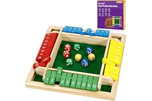 Havnidy Shut The Box - Gioco da tavolo in legno per 4 giocatori, giochi classici dadi, gioco da viaggio, gioco tradizionale matematica in legno per pub, fantastici giochi da tavolo per tutto