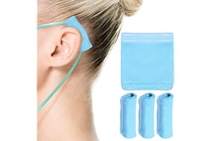 Healvian Coussinets d'oreille - Lot de 4 - Tissu Polaire Doux - Réduction de la Pression - Compatibles avec Canules Nasales, Lunettes de Nez et Masques de Protection - Bleu