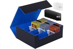 ECOSEAO Caja de Cartas para MTG, Card Deck Box para 1800+ Cartas, Caja Cartas Magic de PU, Cajas de Almacenamiento de Tarjetas Coleccionables, Deck Box para TCG Yu-Gi-Oh! Cards(Negro-azul)