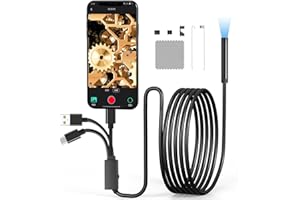 DEUKNICE Endoscope Inspection Camera, USB Endoscope Camera with Lights, 8mm IP67 Waterproof Tube, Flexible Rigid Snake Inspection camera for iOS/Android Phone, iPad, Window (9.84FT/3M)