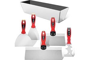 BATES CHOICE Bates- Drywall Knife Set, 6pcs, Drywall Tools Finishing, Drywall Mud Pan, Spackle Tool, Drywall Finishing Tools, Father's Day Gift