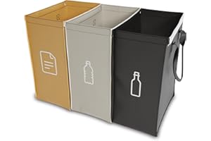 qikfresh - Mülltrennsystem 3er Set - Abfalltrennsystem mit 3 Fächer zum Recycling von Altglas, Altpapier, Kunststoff, Leergut, etc. - Sammelbehälter zur Abfall Aufbewahrung (Nur Symbole)