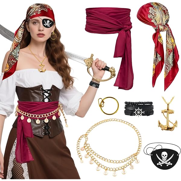 10-delige set piratenkostuum accessoires voor vrouwen 10-delige set piratenkostuum accessoires voor vrouwen