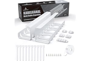 Under Desk Cable Management Tray 2 Pack, HOMMAND Sturdy Steel Cable Tray Under Desk Self Adhesive and Drilling Mounting, Desk Cable Tidy Tray for Keeping Cable Desk Tidy, for Office and Home