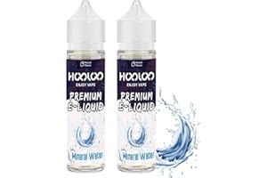 HOOLOO Vape Liquid No Nicotine, 2 Packs 60ml Fruit Flavours Shortfill E-Liquid for Vape Electronic Cigarettes, 70VG/30PG Vape Juice for E Cig Vape Pod Kit - Made in USA (Mineral Water)